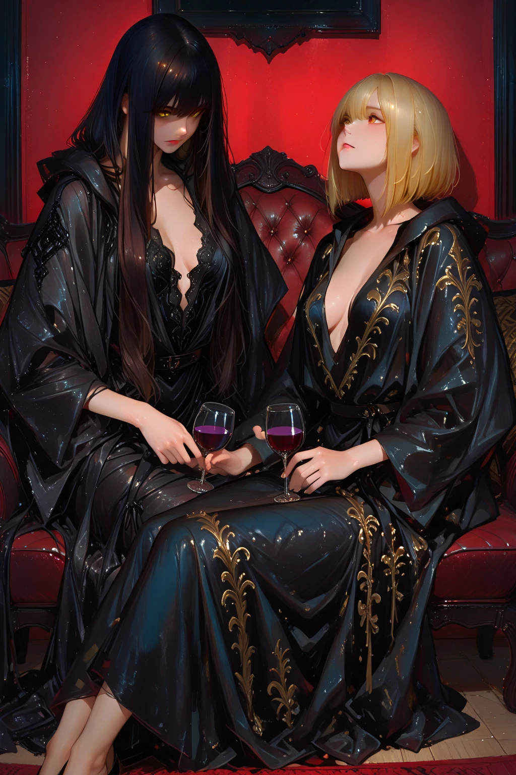 A closeup of a woman sitting on a throne with a demon on her shoulder, Succubus bonito, succubus | medieval, Beautiful elegant demon queen, Rainha do Submundo, arte de estilo fantasia escura, succubus, Lilith, Epic fantasy art style, estilo de arte de fantasia, menina anime demon, Rainha do Inferno, anime fantasy illustration, arte de fantasia de anime, cabelo roxo, vestido branco e preto