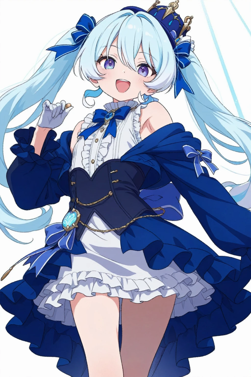 beautiful illustrations, highest quality, pretty girl,beautiful girl、clear face、 half girl、pastel colour 、blush、perfect hands、five fingers、thighs、(perfect face:1.1), smile、between legs、skirt、girl jumping