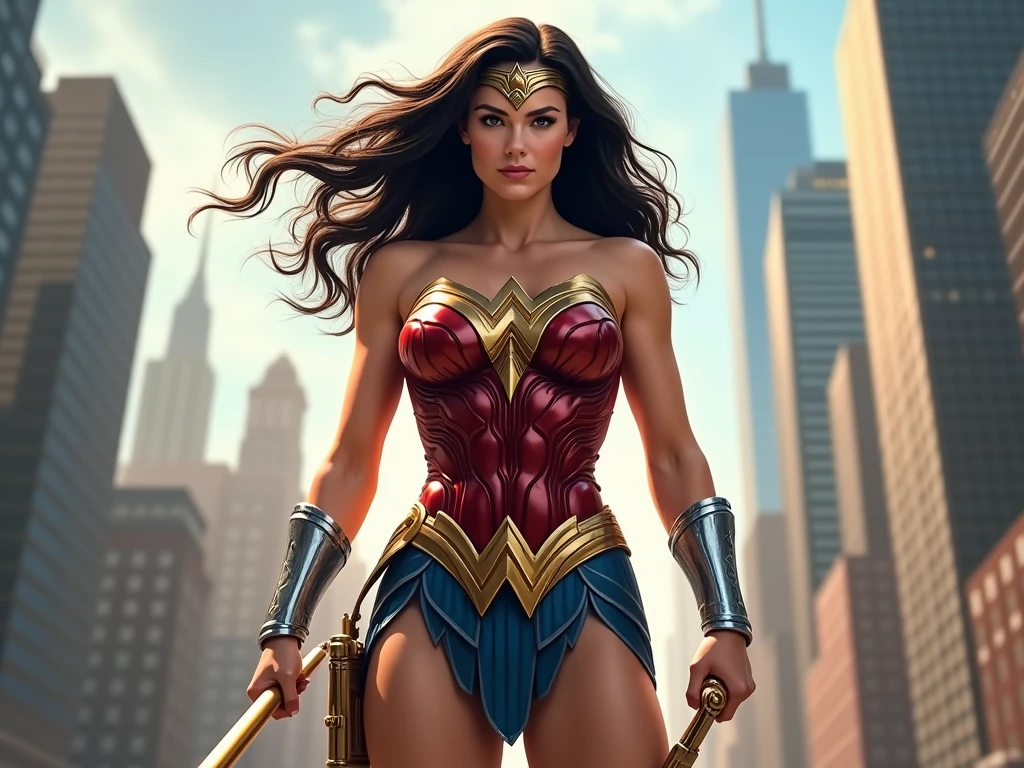 Wonder Woman wearing a costume with the colors green and yellow - --auto --s2
