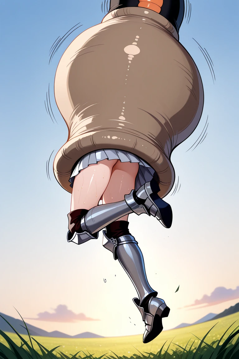 masterpiece:1.2, best quality:1.2, highres, pinku_pawlette,  showing butt, facing away from camera, one girl, solo, alone, looking at viewer over shoulder