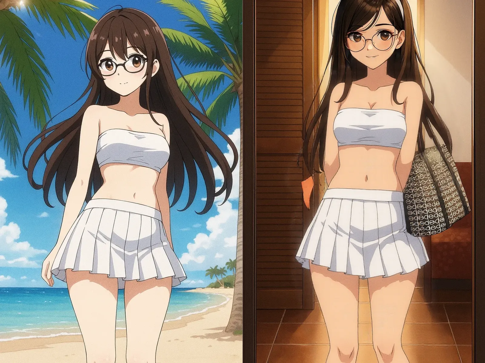 1 girl, (solo), ((amanogawaki)), best quality, highres, high quality, 8k, HD, super detail, ((anatomically correct)), UHD, accurate, (masterpiece:1.0), (high quality:1.0), (ultra detailed), ((Adult:1.2)), Looking at viewer, Smug grin, (Beach Background), Bikini