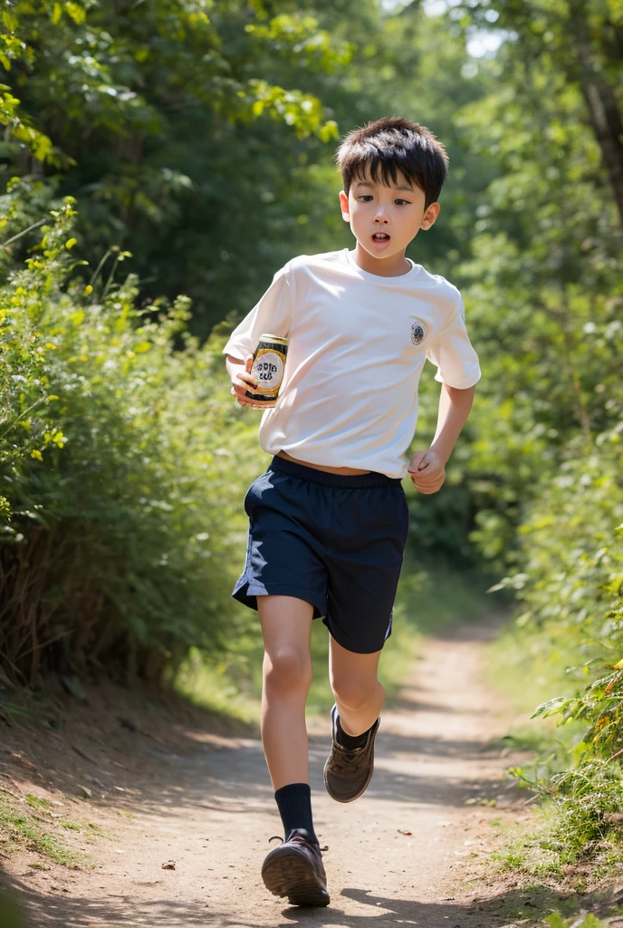 boy holding natural soap in nature