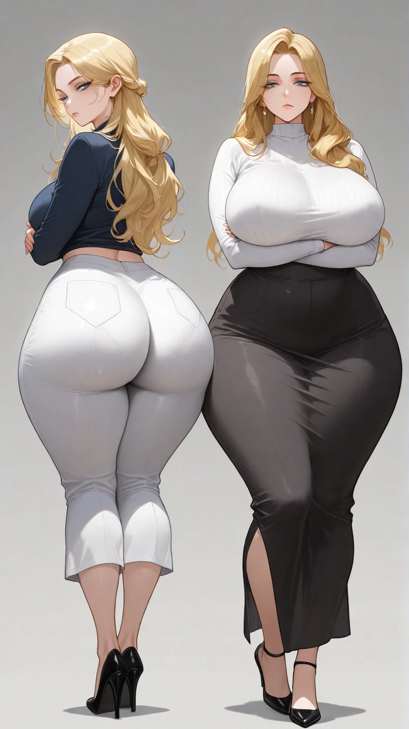 blonde Milf with large breasts, large thighs, voluptuous skin, transparent dress showing the curves of the body on the moon, big ass, massive ass, bubble butt, butt facing camera