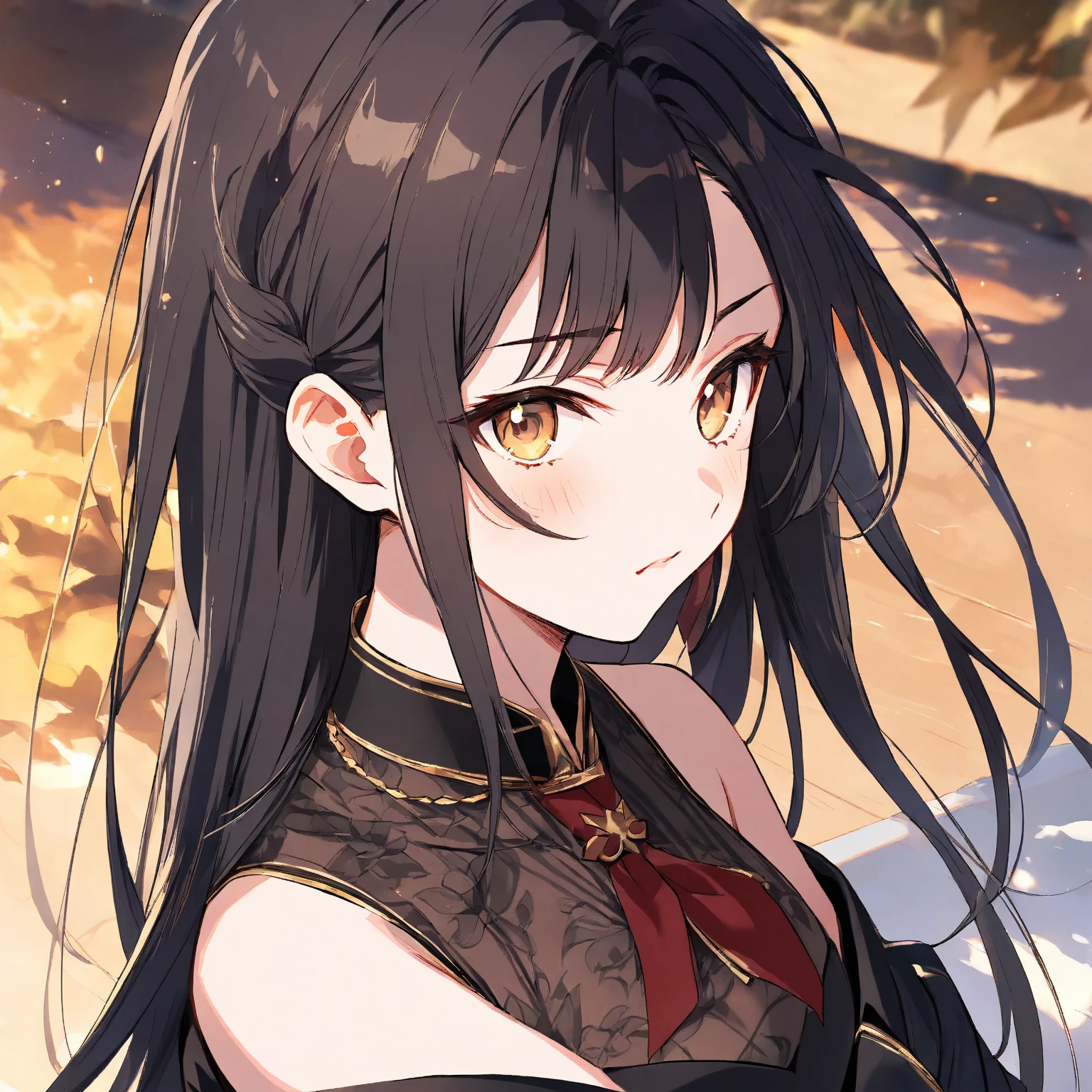  yor briar, anime style beutiful woman, 1girl, happy, smile, with sparkling eyes and a contagious smile:1.1),looking at viewer,red face, closed mouth, beautiful detailed eyes, super detailed skin, backlighting, bare shoulders, black background, black dress, black gloves, black hair, breasts, dress, earrings, fingerless gloves, floating hair, floral print, flower, gloves, gold earrings, gold hairband, hair flower, hair ornament, hairband, holding, holding weapon, jewelry, large breasts, long hair, looking at viewer, off-shoulder dress, off shoulder,red eyes, short hair with long locks, sidelocks, solo, spikes, thighs, two-sided dress, two-sided fabric, weapon, fighting stance , face, close up, from above, highest quality, high resolution. 