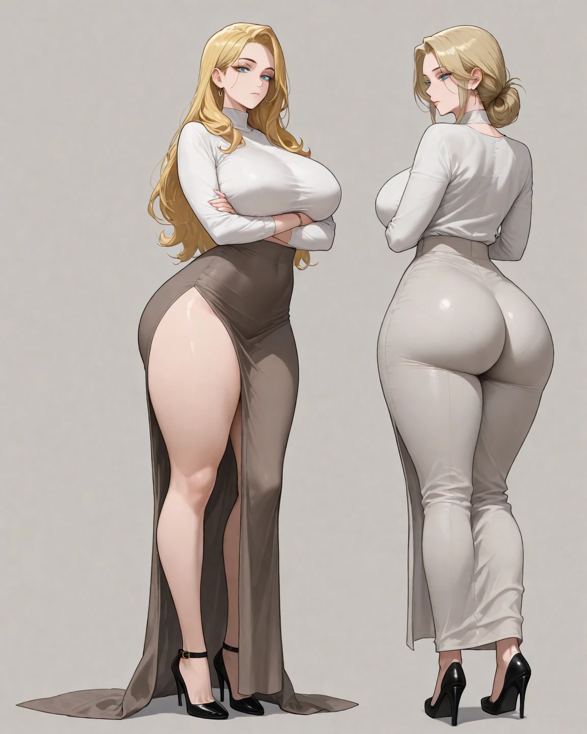 make a pretty lineart of a very pretty woman with a curvy body (big ass and big tits) Milf, seduction, underwear in cartoon style; Sketchbook