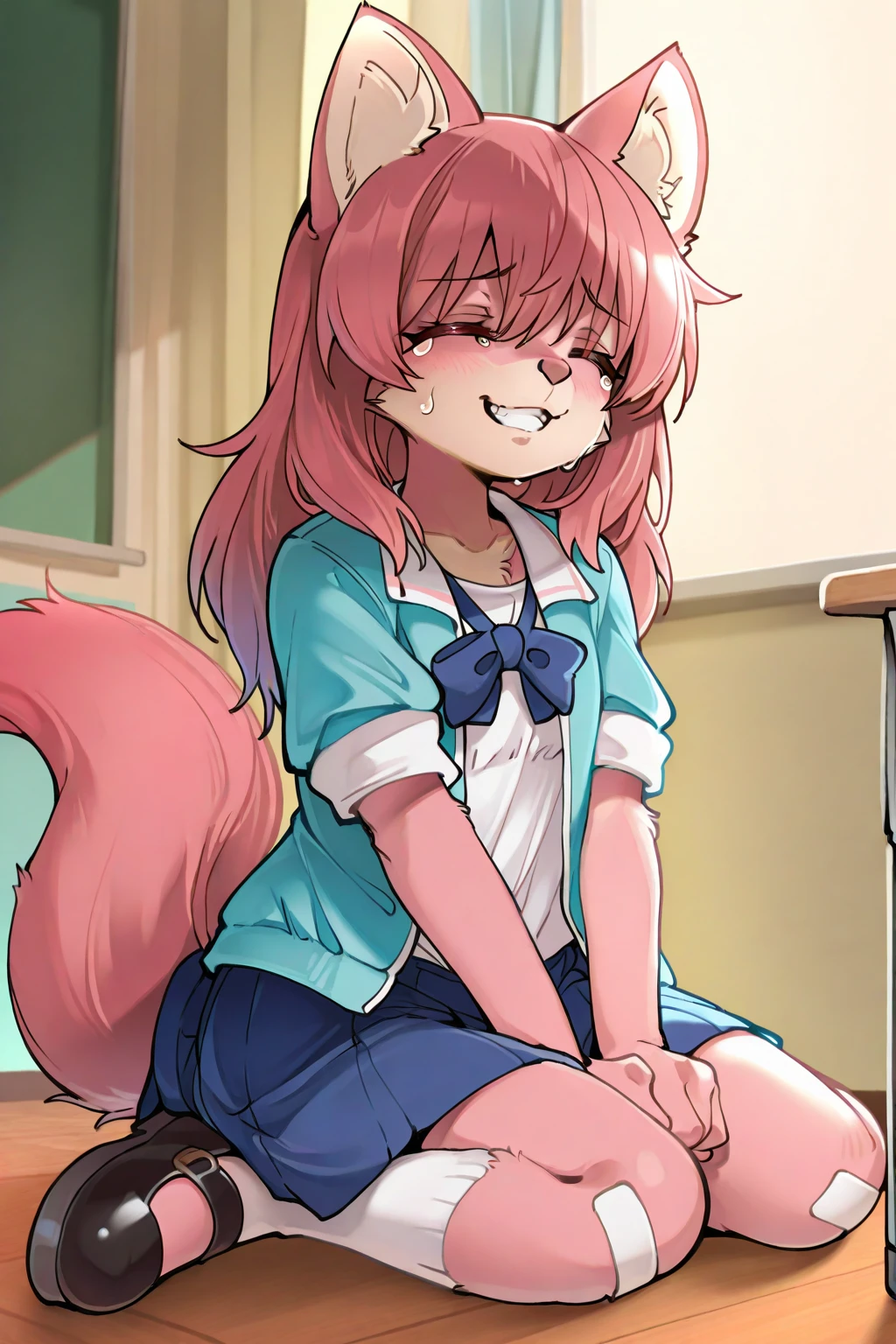 (masterpiece, best quality, high quality, highres, ultra-detailed), <lora:mari_setagaya-07:1>,
mari setagaya, cat-form, 1girl, long hair, red eyes, animal gloves, animal ears, tail, red hair, cat ears, cat tail, animal hands, <lora:Concept_StraddlingChair-Front_1.1:1> straddling chair, sitting, chair, white shirt, panties, long skirt, :3, smile, classroom, school desk, anime coloring,
