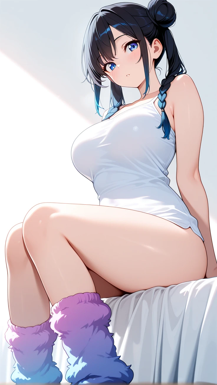 pelo color rosa, pelo color rosa intenso, pelo de color rosa, cabello rosado, ojos azules intenso, ojos color azul, intense blue eyes, electric blue eyes, color de ojos azules, labios enormes, labios hinchados, double ponytails hairstyle, double ponytails, pechos grandes, pechos enormes, Figura de reloj de arena, (cintura estrecha), confianza, superioridad, Palo de golf, malcriado, bully, muslos gruesos, pendientes, arriba, diafragma, Bermudas, sonrisa, medio plano, evil sonrisa, cara de gemido, cardigan, Falda ajustada, falda larga, brown skirt, grande , del Frente, en terapia (Terapeuta, sentada en una silla, realistic lighting), pechos grandes, caderas grandes, legs crossed, crossing legs, crossed legs, Front, From the front, showing feet, feet, nude feet