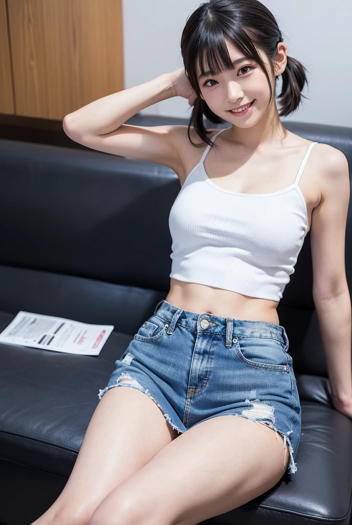(((I wore shorts)))、(((Show your crotch)))、((Spread your legs))、((Spread your legs))、(( Wear a bra)),((((Realistic))))、(((Highest quality))),((Very detailed))、1 female,30 years old、(((Japanese))),8k、Very detailedな,,Show me your abs、 She is beautiful, sexy, Perfect female body, She has big breasts, 、Browsing Caution、((Photographed from the front))、(((Crotch focus)))、In the bedroom、On the white sheets、