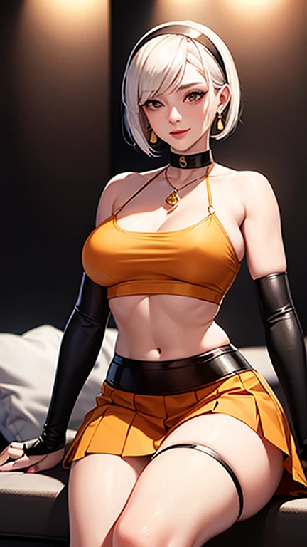 Masterpiece, Highest quality, HDR, high contrast,    ((beautiful girl, Thai female soldier)),   Bun hair,  Highly detailed lips,     Detailed eyes,     Double eyelids,    Makeup.    

((Thai Fluke Set, Strapless shirt)),

Long legs_full body.    sit down.    Under the floor.   ((dark background))