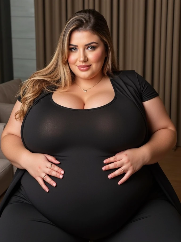 (best quality, ultra-detailed, realistic:1.37),portrait,voluptuous woman,((pregnant)), huge breasts, saggy breasts, cup J, flower,tight dress, Random dress color, passionate look,large buttocks,vibrant colors,soft lighting, standing, full body view, extreme tall, long legs, very tall, tall, black skin