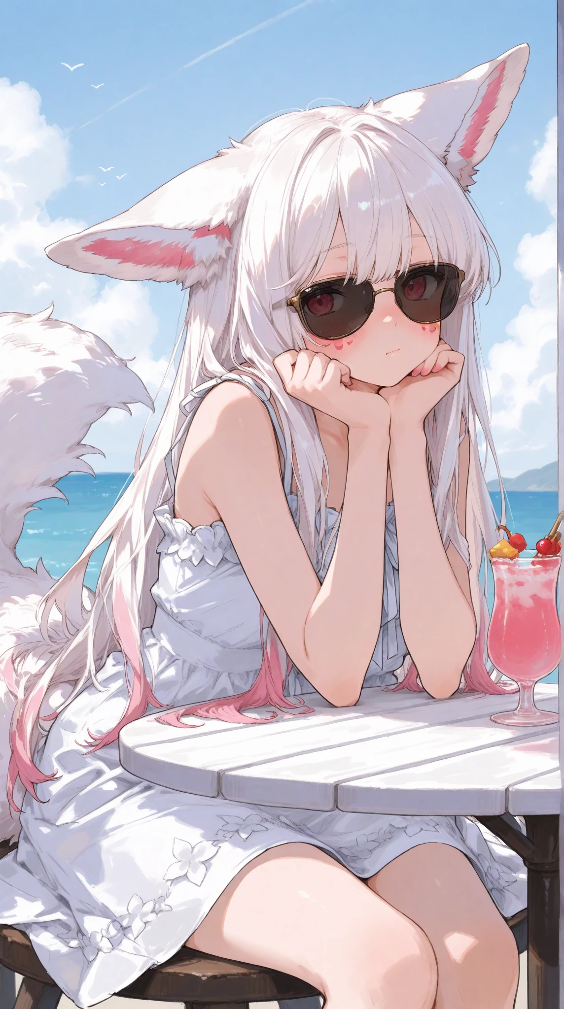 Animal ears girl Swimsuit Long Hair M-shaped legs