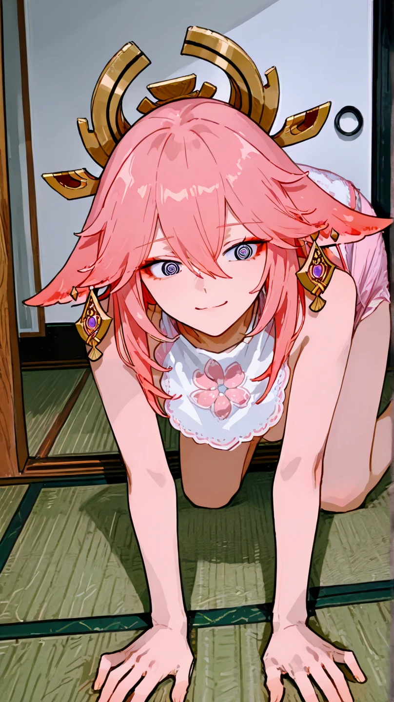 nude, catgirl, flat chest, spread legs, on back, loli, smirk, finger heart, heart hands, heart gesture, flirtacious