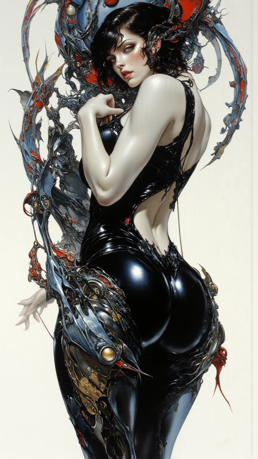 a close up of a woman with a strange face and a strange head, psytrance y giger, symmetrical portrait scifi, giger portrait of queen dragon, fractal biomech, Fondo de giger adornado, biologic hr giger style, cybernetic demon dreaming, intrincado transhumano, Aetherpunk Airbrush Arte Digital, en estilo de giger