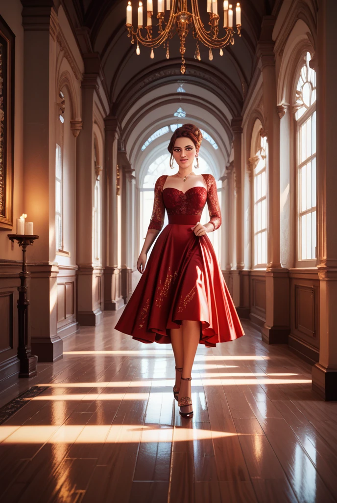 1 girl, red dress, full body, masterpiece,ultra realistic,32k,extremely detailed CG unity 8k wallpaper, best quality, <lora:copax_dress_v1-000001:0.8>