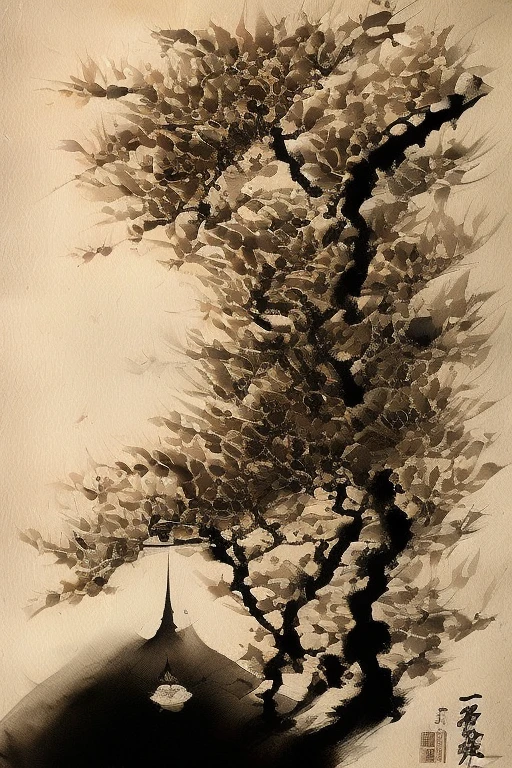 Moxin, (ecchi0.5), (trees:0.5), (flowers:0.6) ,(birds:0.2), (bamboo0.1), lakes, Hangzhou, badashanren, Ink and landscape painting<lora:Moxin_10:0.8>