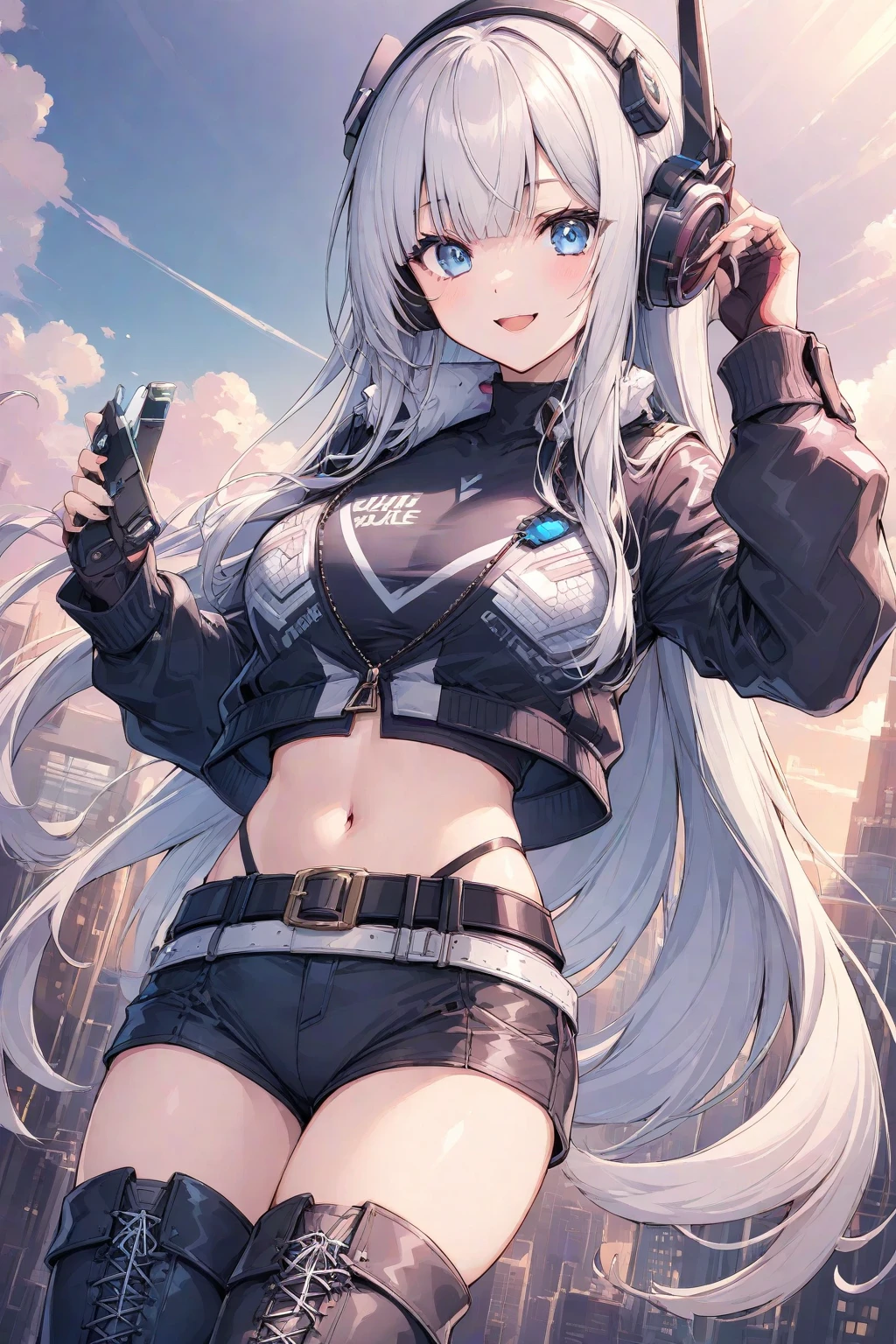 Future space officer from valerian, long hair, cute and innocent, sexy, model, beautiful face, wearing a futuristic space officer outfit, wearing belly free top, wearing a thong, huge boobs, midriff, hard nipples, 8k, high quality