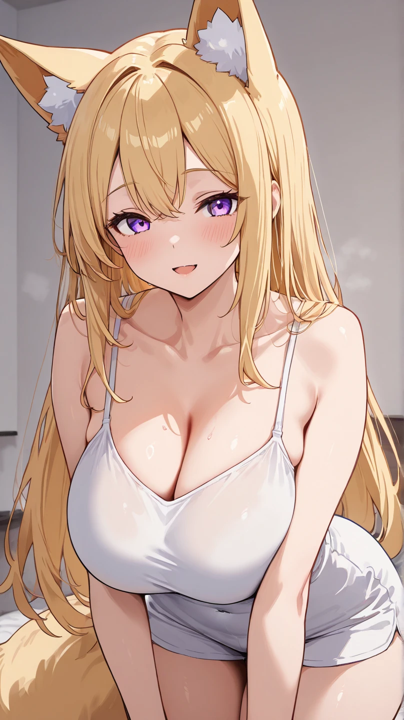 yukanayame, Yukana Yame, long hair, bangss, hair blonde,breasts big,to attract、excited smile, hair between the eyes, (greeneyes:1.5), hypdertailed, colored hair, high hypdertailed, lipstick, melhorar, kogal, offset,Emphasize the neckline、coastal、microbiquini branco、Naughty older sister、destroy the white swimsuit (work of art:1.2), highest quallity, high resolution, unity wallpaper 8k, (人物:0.8), (detailed and beautiful eyes:1.6), high-detailed face, perfect lighting, Very detailed CG, (perfect hands, Perfect Anatomia),