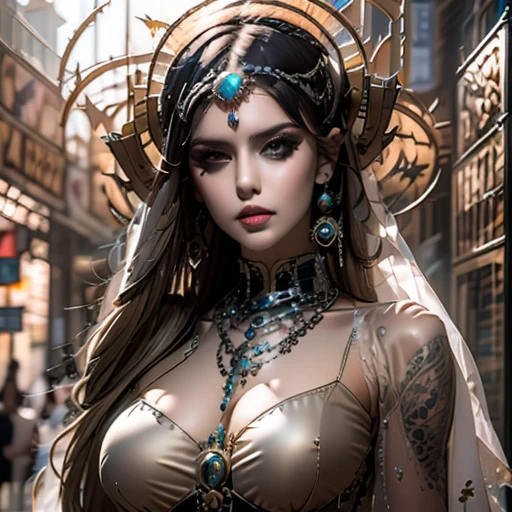((masterpiece)、(top-quality)、(reallistic))、beautiful queen、Bondage style、latex shiny、By Luis Royo:1.4、1girl in、Sexy Daughter、Small fashionable tattoos、Attractive earrings with impressive beauty、a choker、a necklace、piercings、Super beauty、Super Ultra Ultra Bikini、standingn、fullllbody、Beauty in return、Fantastic mythological landscape