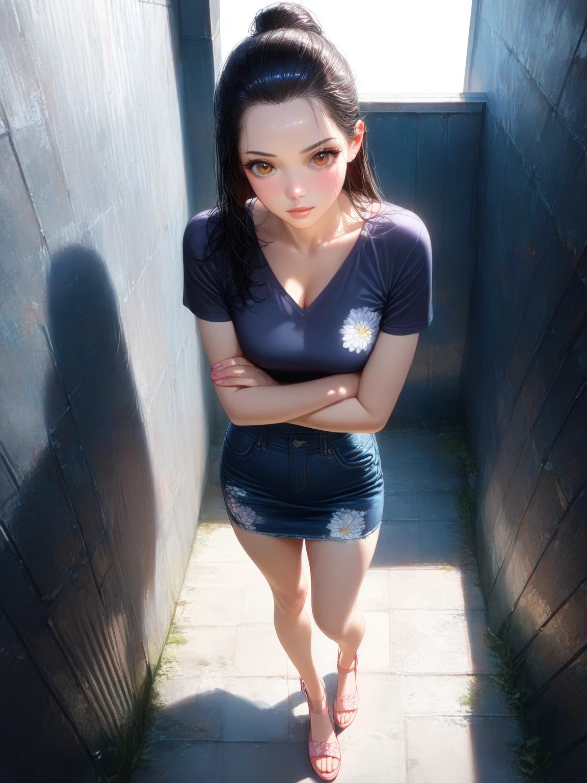 anime girl with short hair and blue dress posing for a picture, photorealistic anime girl render, realistic anime 3 d style, smooth anime cg art, [ 4 k photorealism ]!!, photorealistic anime, soft portrait shot 8 k, [ 4 k photorealism ]!!!, 8k portrait render, anime realism style, 3 d anime realistic, kawaii realistic portrait