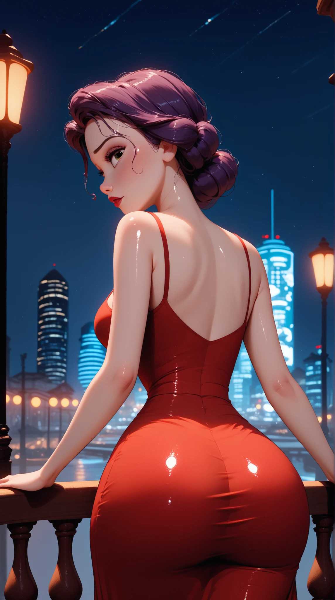 Closeup on a curvy Jessica rabbit, grande bumbum, corpo espetacular, vestida com espartilho bege e vemelho, menacing stare, ricamente detalhado, Hiper realista, 3D-rendering, obra-prima, NVIDIA, RTX, ray-traced, Bokeh, Night sky with a huge and beautiful full moon, estrelas brilhando, 8k,