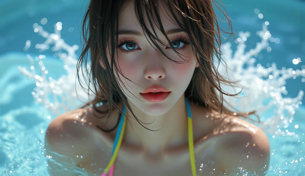 ((best qualtiy)), ((tmasterpiece)), (A detailed:1.4),(under the water:1.4),Enhanced dynamic perspective,((Aquaworld))、Marine life、Beautiful coral reefs、(Giant octopus:1.3),Bright colors,dream magical,optic,high quarity,super-fine,Detailed pubic hair,acurate,Cinematic lighting,, nffsw(HighDynamicRange),Ray traching,NVIDIA RTX,Hyper-Resolution,Unreal 5,sub-surface Scattering,PBR Textures,Post-processing,Anisotropy Filtering,depth of fields,Maximum clarity and sharpness,multi-layer texture,Albedo e mapas Speculares,Surface Coloring,Accurate simulation of light-material interactions,perfectly proportions,rendering by octane,two tone lighting,Wide aperture,Low ISO,White Balance,trichotomy,8K raw data,tmasterpiece,best qualtiy,(8k extremely detailed CG unit wallpaper)(best qualtiy),(Most Best Illustration),(Best Shadow)Golden sea waves,Bright orange AOL sunset through the waves,Flying golden water droplets,(:1. 6),Boob emphasis,Open cleavage,((huge-breasted:1.4)),obscenity,Erotic,