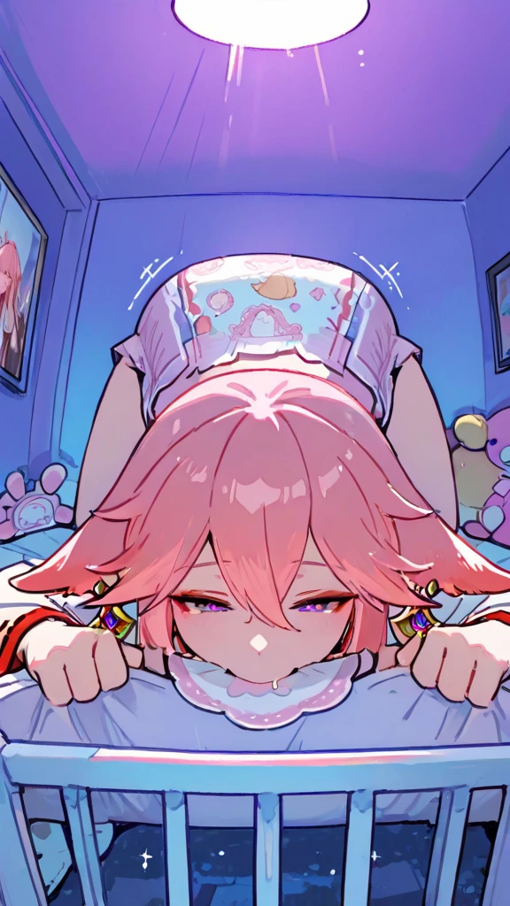 hoshino-default, hoshino \(blue archive\), heterochromia, long hair, pink hair, ahoge, halo, ,white shirt, plaid skirt, necktie, sneakers, id card,terasu mc, NSFW, One girl,2Men,2penis,Handjob,fellatio,cum,Sweat, vapor, witness, Browsing Caution, in hotel, bed, UHD, masterpiece, textured skin, high details, best quality, highres, anatomically correct,enraptured smile,Sensual eyes,flirty expression,8k, heart shaped, pupils.score_9, score_8_up, score_7_up, score_6_up, score_5_up, score_4_up, source anime