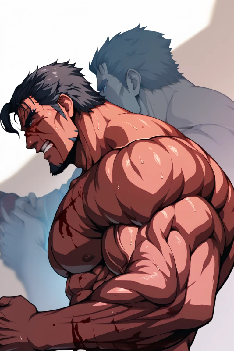 30 age old,male people,White inch,stubbles,Huge muscleature men,Muscle swelling,bodybuilding,chest muscle,Abs,In the gloomy basement,hands bound,sweat shorts,the scars,Get wet,There is blood on the body,natural soft light,Wheat-colored skin,man,Eyes are covered,Kneel on the ground and wear erotic lingerie,Erotic lingerie