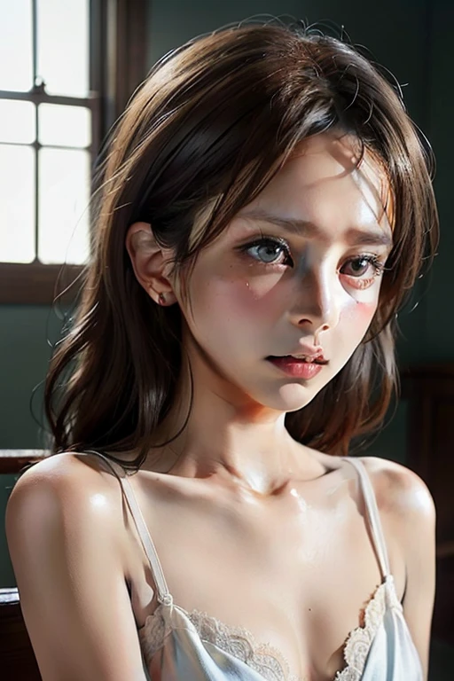 8K, Best Quality, Masterpiece, Ultra High Resolution, (Realism: 1.4), Original Photo, (Realistic Skin Texture: 1.3), (Film Grain: 1.3), (Selfie Angle), 1 Girl, Beautiful Eyes and Face Details, Masterpiece, Best Quality, Close-up, Upper Body, Looking at the Viewer