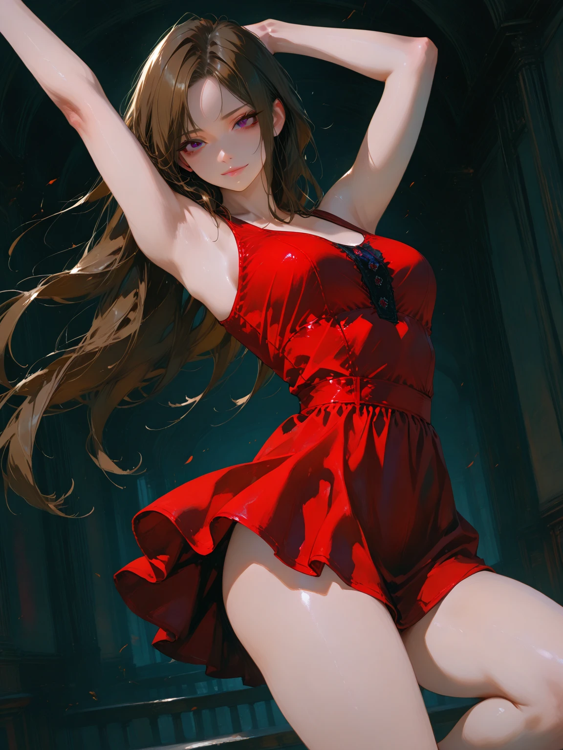 woman posing for a photo, (wearing deep_v-neck_dress:1.2), (very_long_hair:1.3),
good hand,4k, high-res, masterpiece, best quality, head:1.3,((Hasselblad photography)), finely detailed skin, sharp focus, (cinematic lighting), night, soft lighting, dynamic angle, [:(detailed face:1.2):0.2],(((5 stars hotel background))),