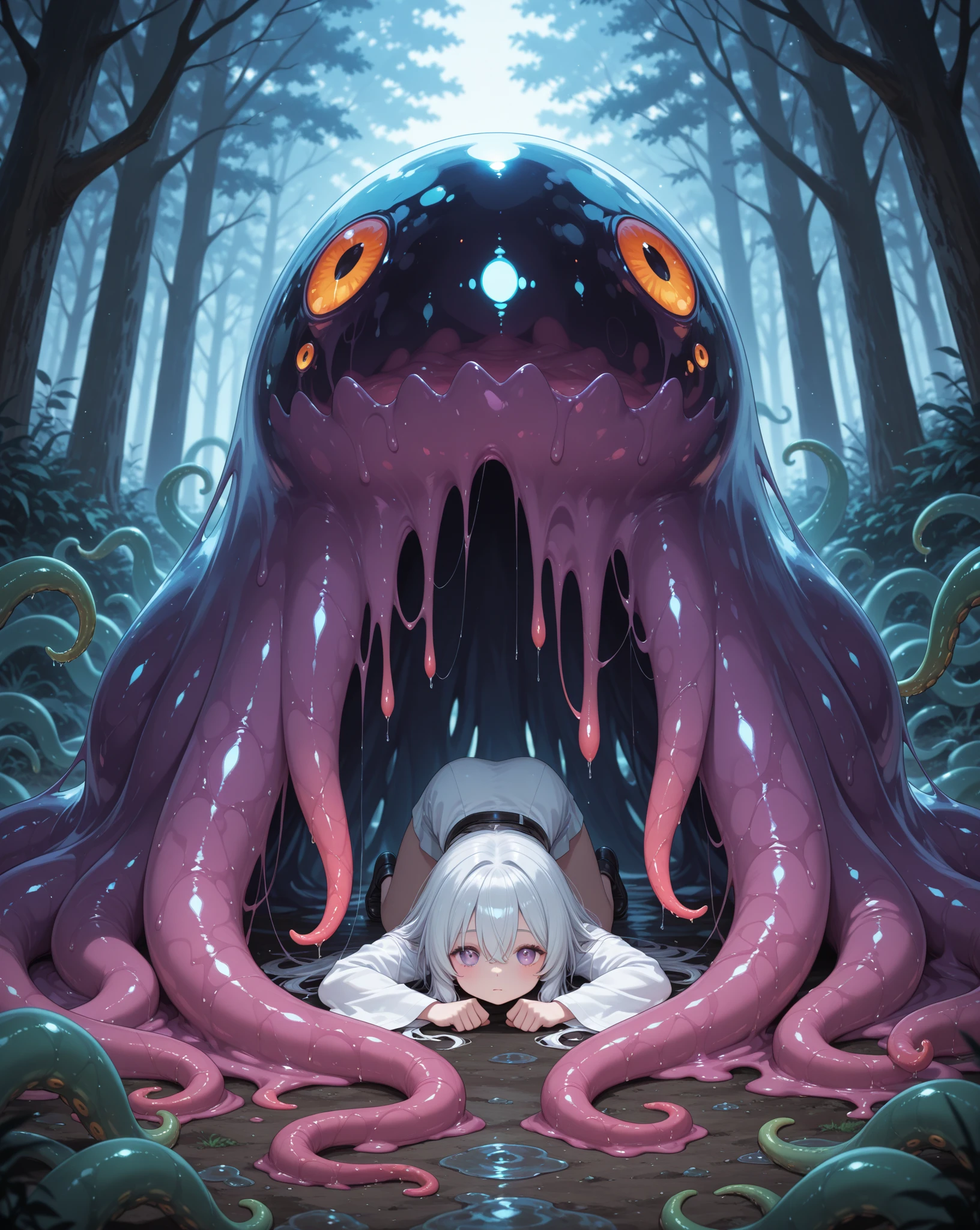 masterpiece,Highest quality,Very detailed,figure,Pregnant women,mouth,触手mouth内侵入,Tentacle vomiting,cry,Oral ingestion of tentacles,Tentacle tongue