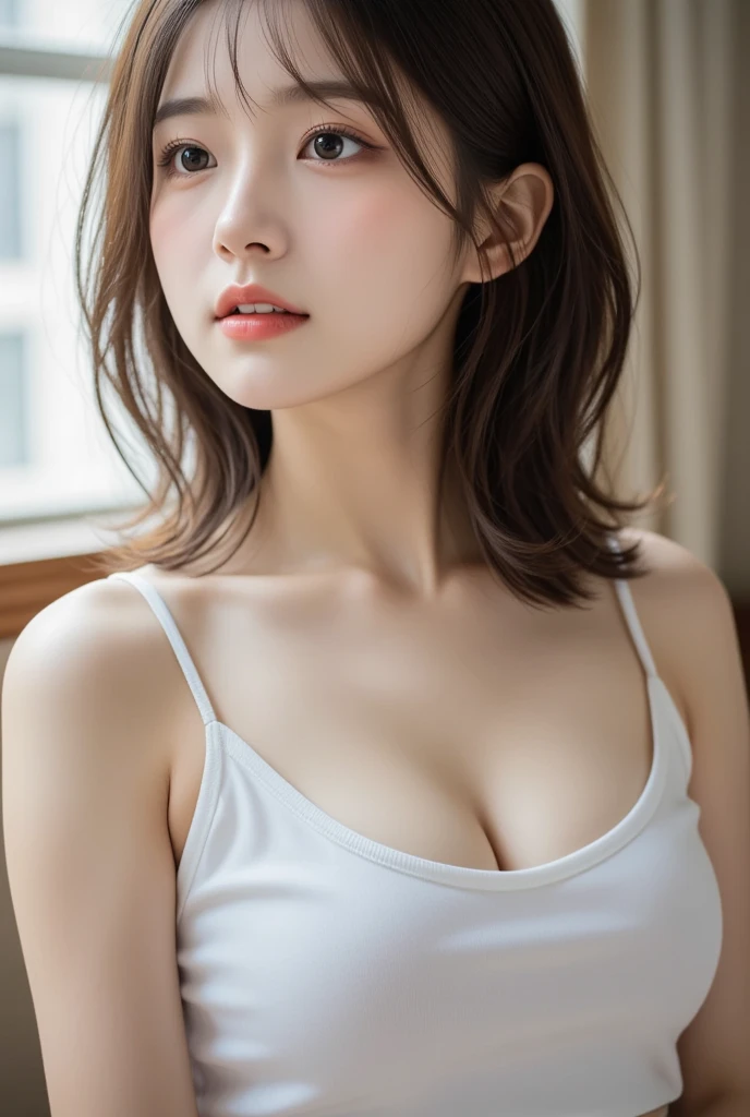 (8K, RAW Photos, Highest quality, masterpiece:1.3), (Realistic, photo-Realistic:1.4),(((Show off your breasts))),(((Leg spread))),Browsing Caution,One Girl, cute, Laughter, Professional Lighting, Plain,Photon Mapping, Radio City, Physically Based Rendering, Gradient Blonde Hair, Brown Hair, Very short hair,Gal,Highest qualityの写真, High resolution, 1080P, (Beautiful face), (Detailed facial depiction), Vibrant, Extreme light and shadow, Bob Cut Hair, masterpiece, Rich details, (Detailed facial features), (Highest qualityの写真), (masterpiece), (Finely tuned), dual、Look in front of you, Thin clavicle,Simple white background
