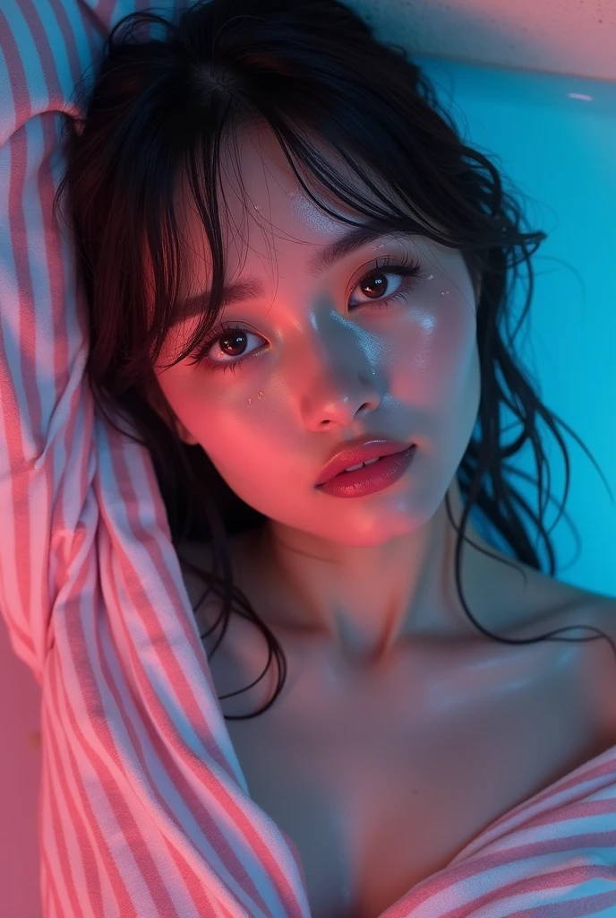 xxmixgirl, 1Girl wet T-shirt water drops, Splash Detail, Surreal dramatic lighting (commend, simulation), kodak film，author：Brandon Woelfel Ryan McGinley