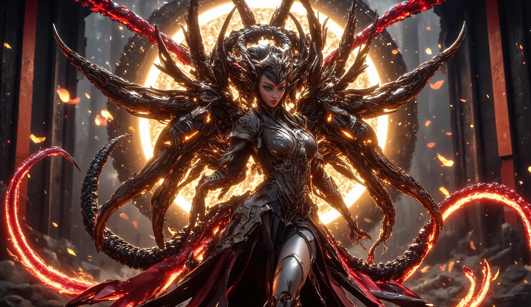 (masterpiece, best quality), (Photo realistic), 1lady, solo, demon horns, (dragon, art by hermann nitsch, zdzislaw beksinski, dariusz zawadzki, giger), white long curly hair, beautiful, realistic pretty face, Night elf, demonhunter, big voluptuous breasts, dense long eyelashes, sexy leather armor, ultra high detailed, evil smile, dramatic lighting, photo realistic, ray tracing, cinematic lighting, Fujicolor, 8k, hd, highres, high quality, best quality, award winning, super detail, anatomically correct, Full body image, masterpiece, warcraft 