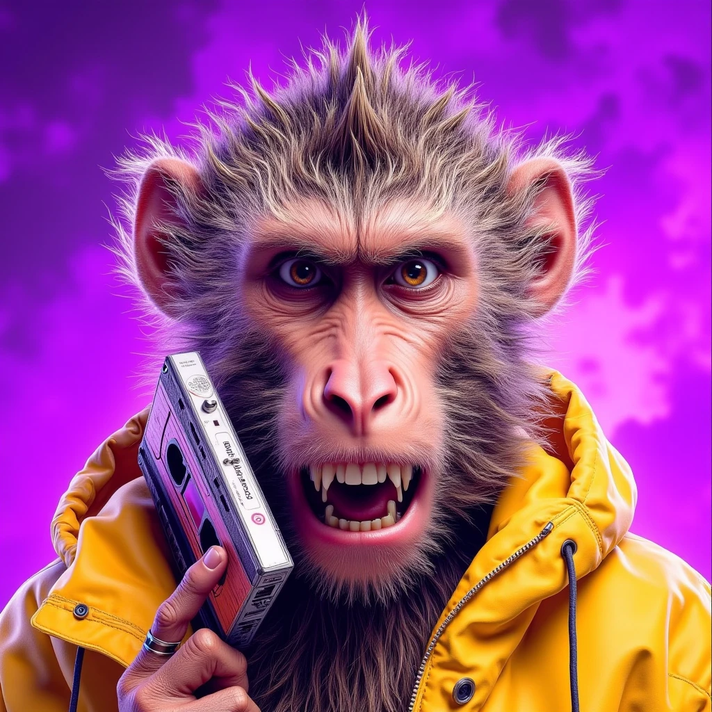 there is a woman, Selena Gomez, posing in front of a poster with a monkey on it, frank kozik, with neon lights, angry high moral sexy werewolf, by Ignacio Zuloaga, burlesque psychobilly, sexy look, bold rave outfit, neon noir, maniac look, inspired by Tadanori Yokoo, alex yanes, by Matteo Pérez