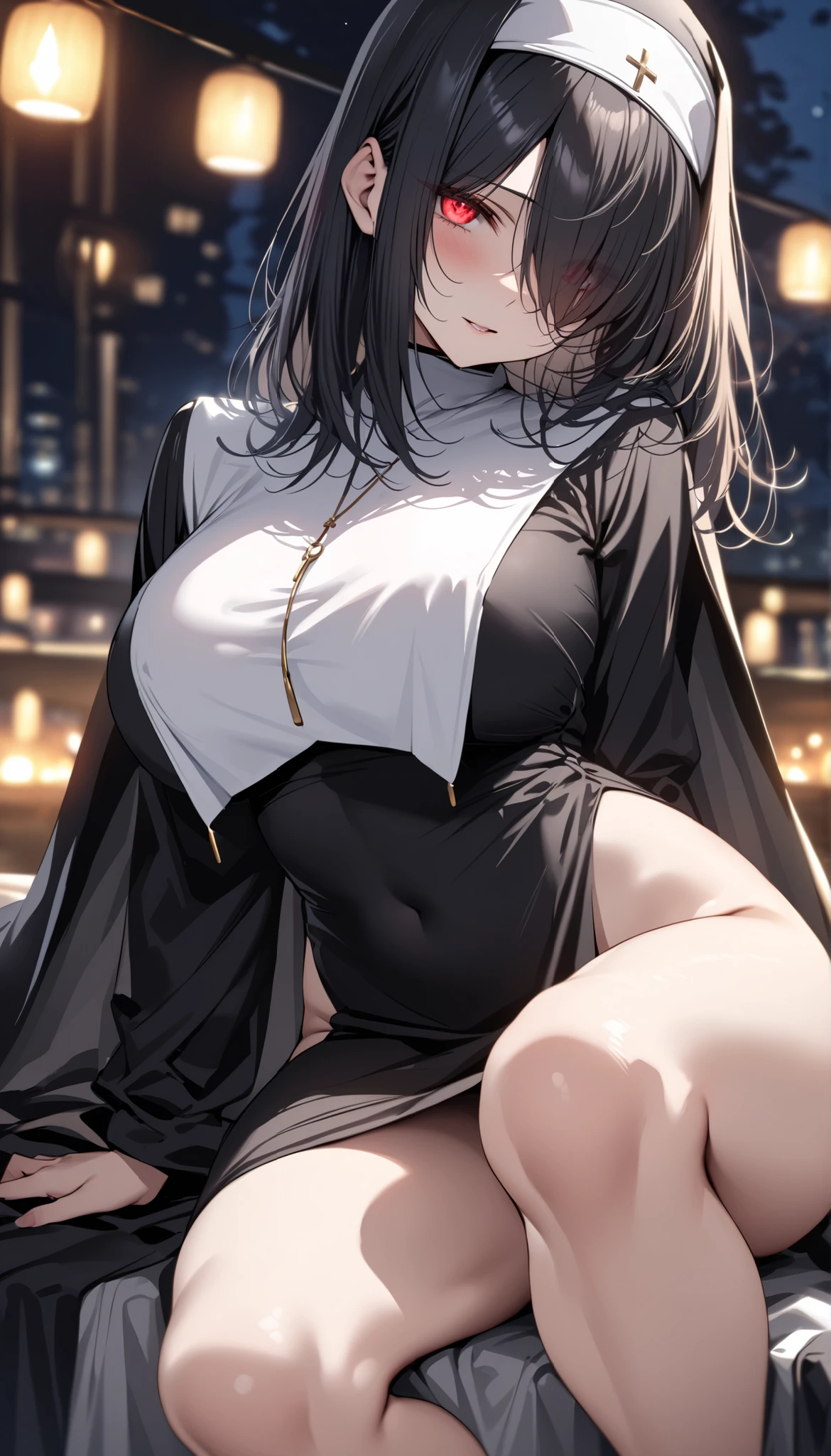 4k,extremely detailed CG , high-resolution, masterpiece, best quality, ultra-detailed,illustration, an extremely delicate and beautiful, well-groomed face ,Perfect face, perfect body,perfect hands, nsfw(nsfw 1.4), 1girl, outdoors, shoot from below ,topless(topless 1.4), spread legs(spread legs 1.4), squatting(squatting 1.4),skirt lift,black skirt, black pantyhose, panties, expressionless,