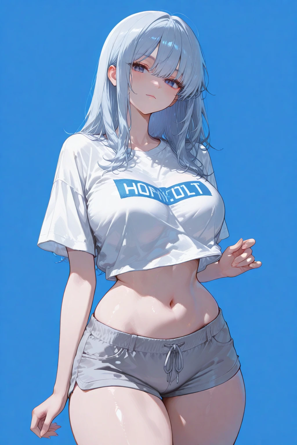 Yukino :silver hair /big  /big thighs /big ass/ hot face /wet body /red blushes/ (shite shirt ) (black skirt) (blue sky eyes 8k) (8k face)(8k body ) moan hard moan ( 1 girl )