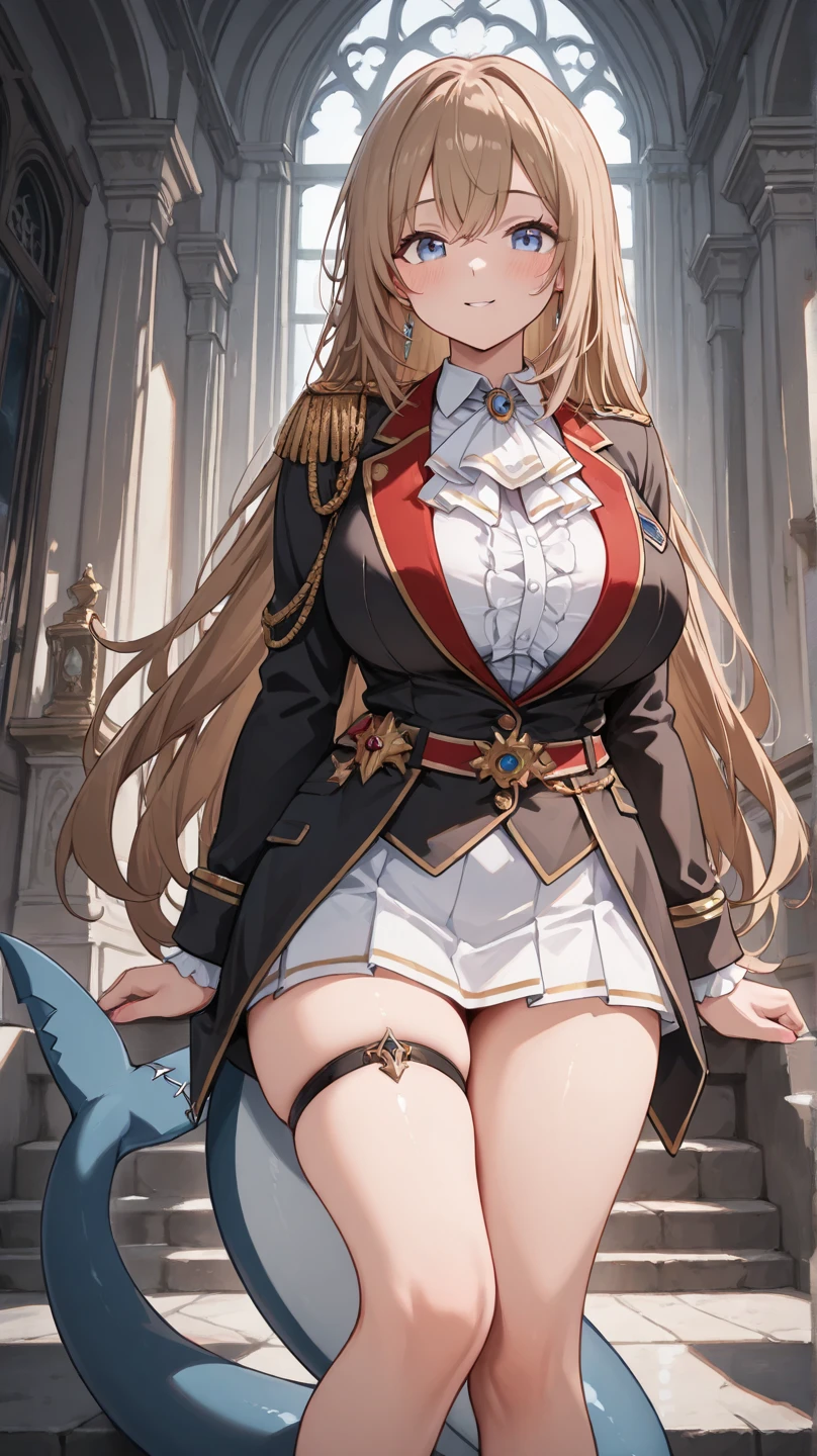 nsfw、(highest quality,High resolution)、Moderate、oil、Blonde、long hair、Detailed eyes、(Red eyes:1.5)、Detailed facial features、Strong stance、(Strong gaze:1.2)、harsh expression、Simple Background、Vibrant colors、Sharp focus、Professional、military cap、(All Nude:1.7)、(whole body:1.3)、Medium breast、vagina、(Spread your with your hands:1.5)、Hide your arms