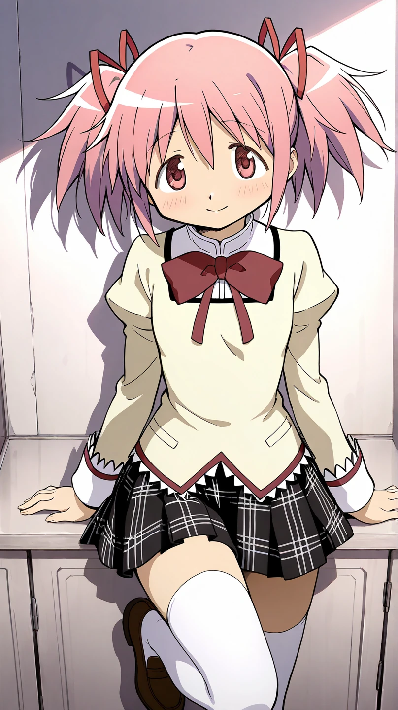 highest quality, masterpiece, High resolution, alone, {kaname_madoka_Magical Girl Magi Madokesu:1.15}, pink_hair, short_hair, Twin tails, short_Twin tails, pink_eye, ribbon, hair_ribbon, bow, blush, 1 Girl,,masterpiece, expensive quality, very_expensive_solve, big_file size, full color,(completely nude:1.2),pussy,niplles,