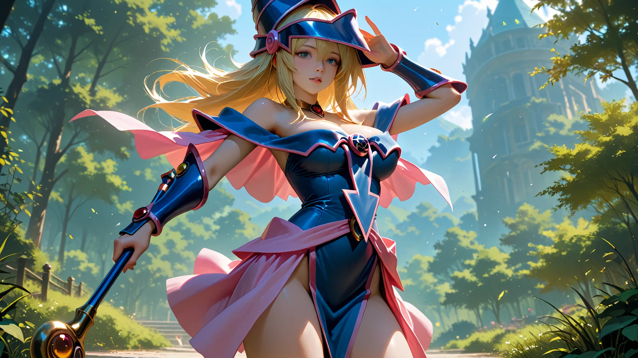  black magician girl、 sexy、 more details、 realistic 、 Top Masterpieces、 Fantasy Backgrounds、 right after the battle starts. Magia de corazón neón. Fondo mágico. Fondo llamativo mágico. Fondo de fantasía 