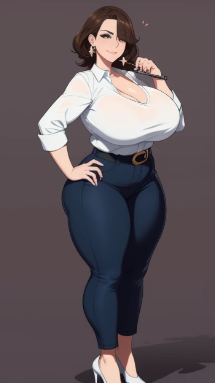 ((Masterpiece)), perfect anatomy, perfect shading, field of depth, (best quality), extremely delicate and beautiful, perfect lighting, detailed face, ultra cute face, cute, (cowboy shot 1.2), full body, (((1girl))), ((solo)), looking at viewer,
short hair, fluffy hair, blonde hair, blue eyes, Glasses, ((blush)), shy, embarrassed, (black turtleneck sweater 1.5), (jeans 1.2), belt, extremely tight clothes, medium breasts, ((wide hips)), (((thick thighs))), ((chubby)), chubby belly, fat folds, belly hang,
living room, intricate background, detailed background, hand on hip,