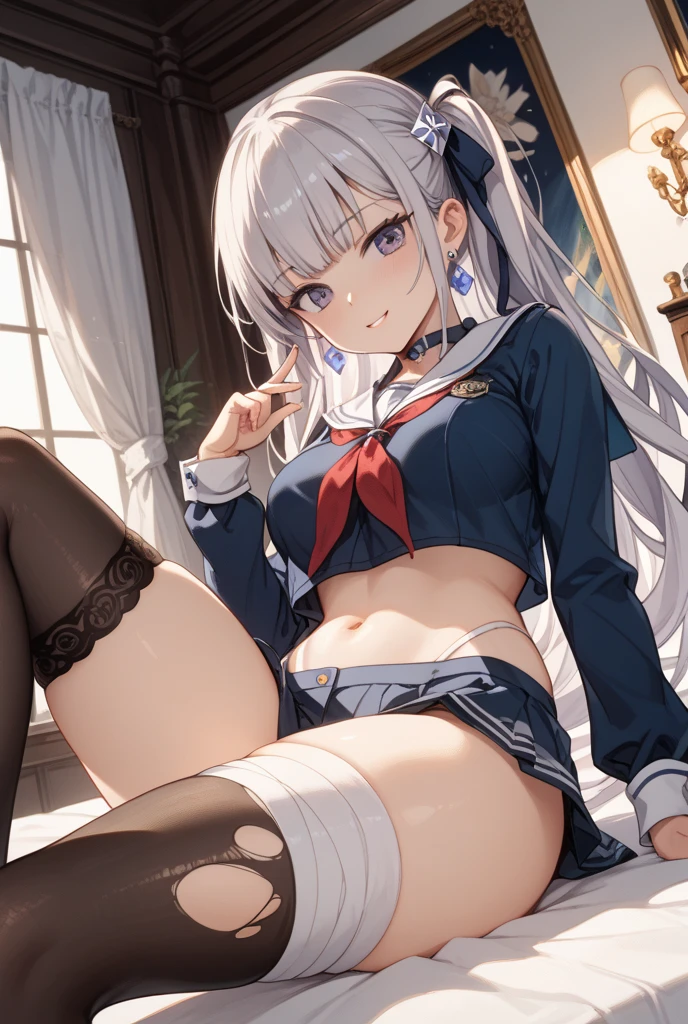 (((Spread your legs、Lace panties、Shooting from below))、(((Accentuate the crotch)))、Highest quality, 8k, masterpiece :1.3)), whole body, Sharp focus :One Girl,Glowing Skin,SSexy pose,Highest quality,Tabletop,shape,Very delicate and beautiful,Hmph,8k壁紙,wonderful,In detail,Official Art,Very detailedなティッカーUnity 8k壁紙,Incredibly ridiculous,Large file size,Very detailedな,High resolution,Very detailed,Beautiful detailed,Realistic,X-ray,The queue is full,(((Uniform Blazer、mini skirt)))、(((Big Breasts、Silver Hair)))、(((School、classroom)))、Stand upright、Cleavage , ((Long silver hair))、Uniform Blazer、Sexy pose、Hairstyle: Long Hair、both hands、Wearing high socks