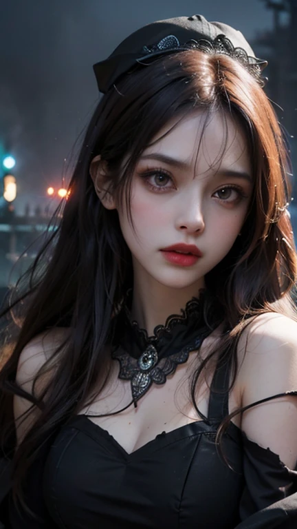 ((Highest quality)),(Ultra-high resolution),(Very detailed),(Detailed Description),((The best CG)),(masterpiece),Ultra-detailed art, Black background、Dramatic lighting1.2、Gives off a radiant aura、semi-long、(((Mid-shot photo 1.5)))、Always look at the viewer with a sharp gaze、Black lace bra、