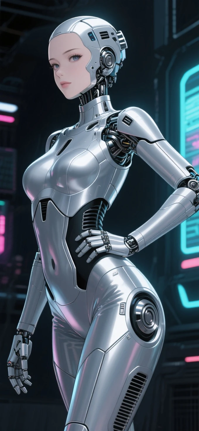 quadratic element,Anime style,Raised sexy,Mechanical beauty,silver gel coat