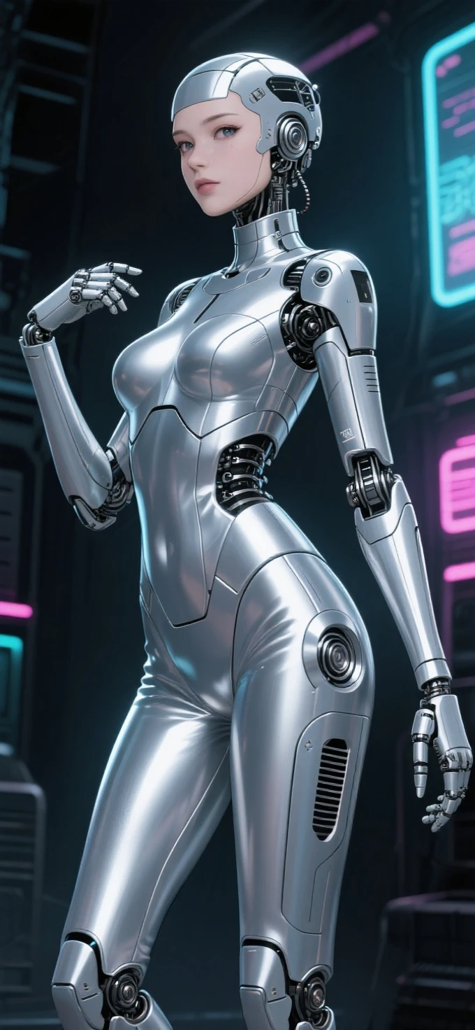 quadratic element,Anime style,Raised sexy,Mechanical beauty,silver gel coat