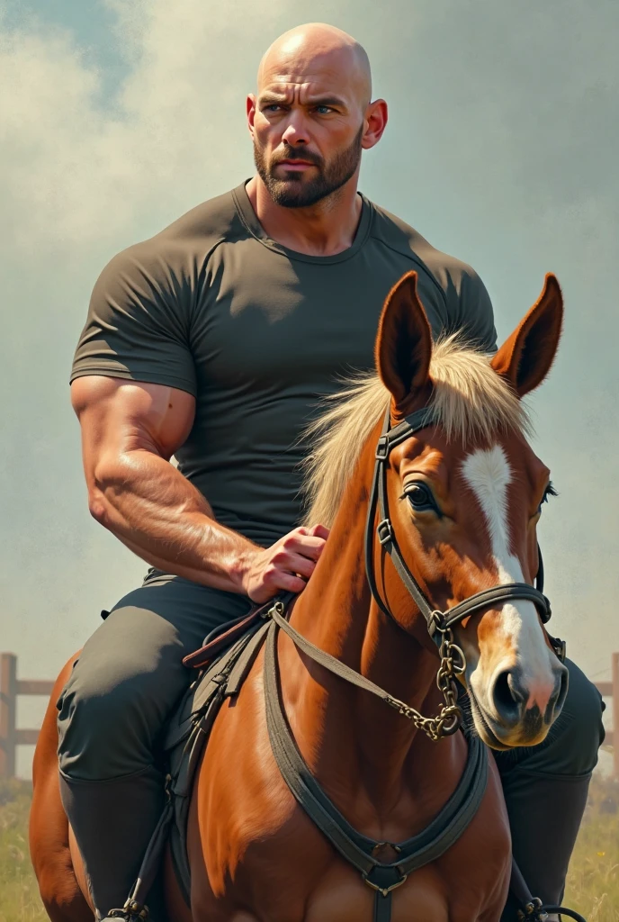 Young man riding a white horse without a shirt
