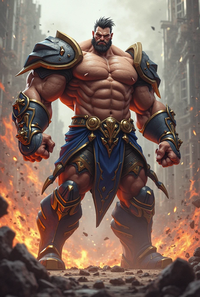 Man with the face of a brown lion, super strong swamp warrior 