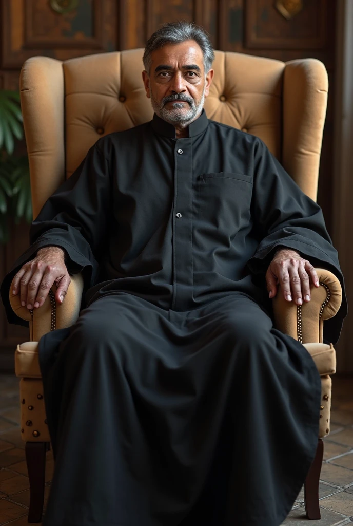Make this photo look realistic and detailed, arafed man with a black suit and wearing a suit sitting on a chair, 8 0 years old man, white beard, very detailed potrait, realistic portrait photo, close up potrait, profile portrait, very detailed face, very realistic face, very perfected face, very detailed clothes, very realistic clothes, very perfected clothes