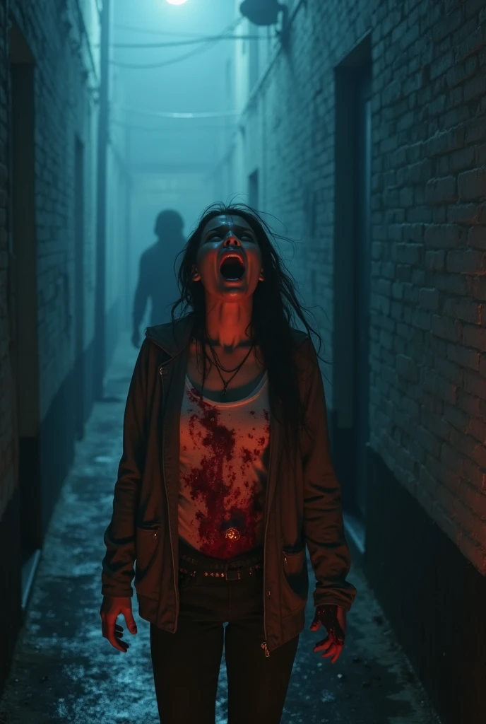 scary,zombie girl,walking dead,(best quality,4k,8k,highres,masterpiece:1.2),ultra-detailed,(realistic,photorealistic,photo-realistic:1.37),dark atmosphere,mysterious lighting,horror genre,creepy,decayed flesh,blood splatters,rotting clothes,sharp teeth,empty eyes,horror movie scene,abandoned street,post-apocalyptic setting,horde of zombies,horror makeup,haunting expression,undead creatures,eerie shadows,ominous atmosphere,disturbing,terrifying,nightmare-inducing,macabre artwork,dark and twisted,horror masterpiece,sinister,ghoulish,evil presence,creepy scenery,horror-themed art,frantic screams,spooky ambiance.