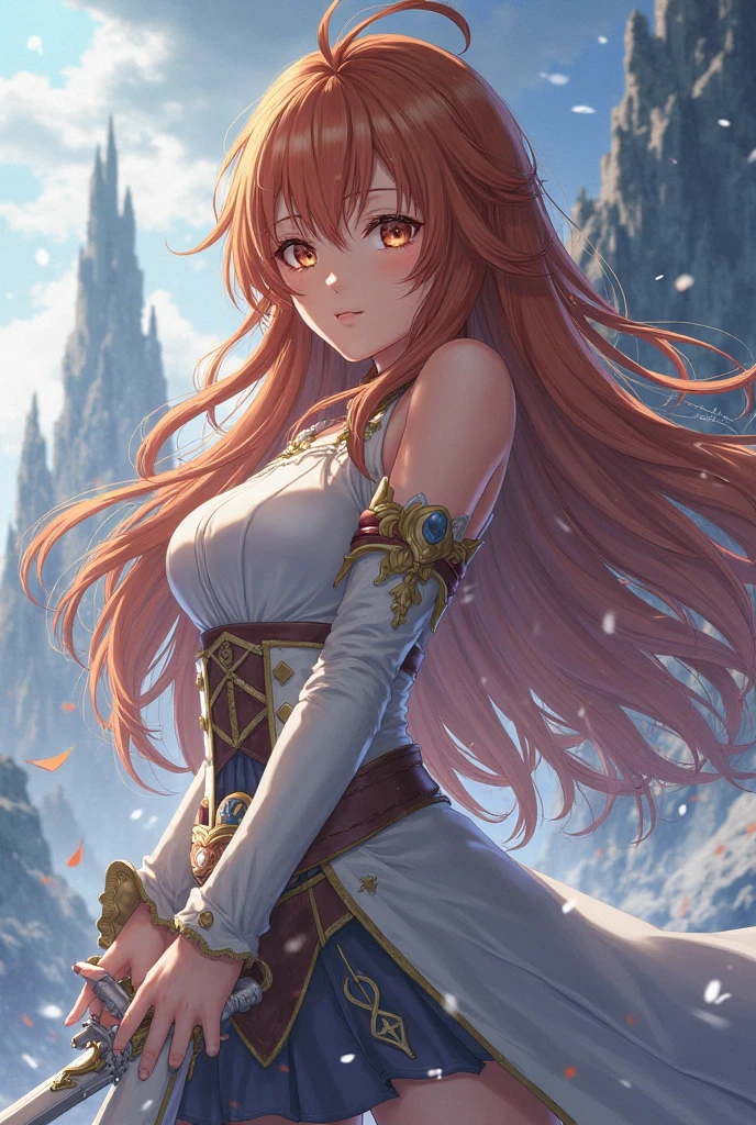 (((top-quality, masterpiece))), (best quality), (detailed), (((one young girl))), (solo girl), (wooden elfe girl), happy, charming, smiling, ((highly detailed beautiful face)), delicate girl, delicate face, ((red hair)), long hair, braids, bleu eyes, dark look, focused, ((small breasts)), nice hips, flat belly, slim waist, define collarbone, (((sofisticated and detailed brown leather clothes))), (((transparent white skirt with frills))), (sexy laces top), (deep cleavage), (((long brown leather boots))), ((chocker)), ((warrior, adventurer, standing, protecting, bow, sword, guardian)), sexy pose, cinematic shadow, sweet forest atmoshpere,