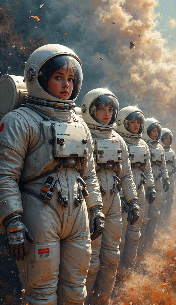 ((Best quality)), ((Masterpiece)), ((Realistic)), Color film 35mm 1976, Pulp sci-fi, director:Fred Wilcox, Female astronauts photographed on a Mitchell BNC camera, Sit in a chair with a glass dome overhead, analog photograph, author:Stanley Kubrick, Wide shot, Solo, Daylight, Eye-level, scenic, Masterpiece :0.5. Highly detailed digital art masterpiece, Smooth cam de soft light, Ground angle HD 8 K, Sharp focus :0.5
